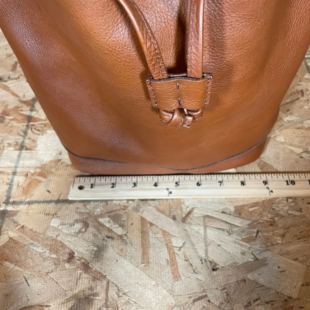 Madewell Bucket Bag Women Medium Cognac Brown Leather Drawstring Crossbody